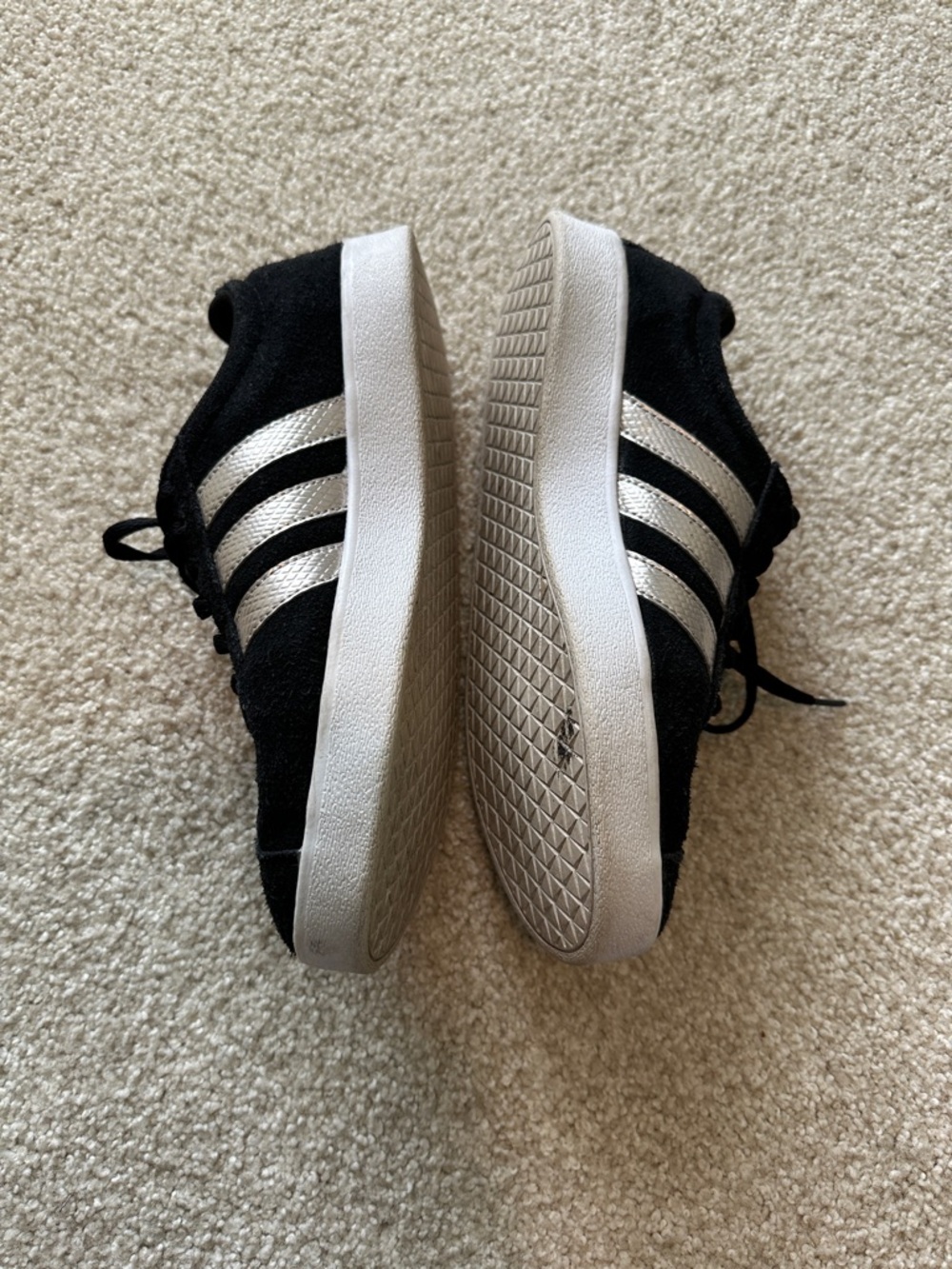 adidas Black Suede Sneakers with Silver Stripes - Picture 3 of 5